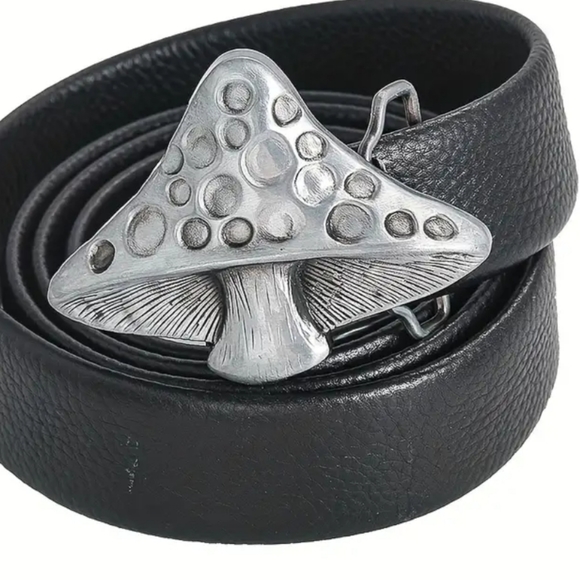 New Silver Textured mushroom Belt buckle display picture 3